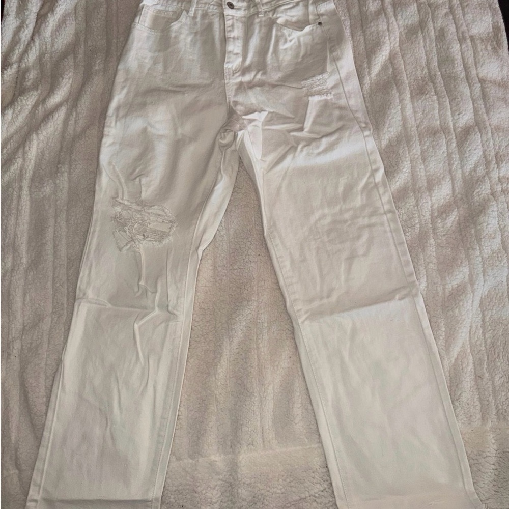 SHEIN White Straight Leg Jeans